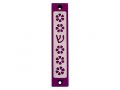 Mezuzah Case with Five Flowers and Shin in Dark Colors, 4 Inches Height - Agayof