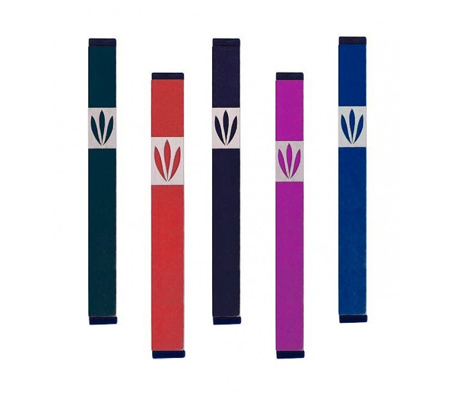 Mezuzah Case with Shin of Three Leaves, Dark Colors at 7 Inches Height - Agayof