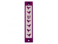 Mezuzah Case with Six Doves and Shin in Dark Colors, 4 Inches Height - Agayof