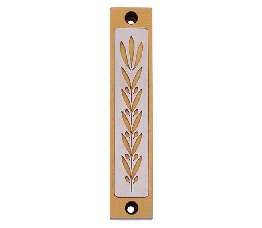 Mezuzah Case with Wheat Image in Light Colors at 4 Inches - Agayof