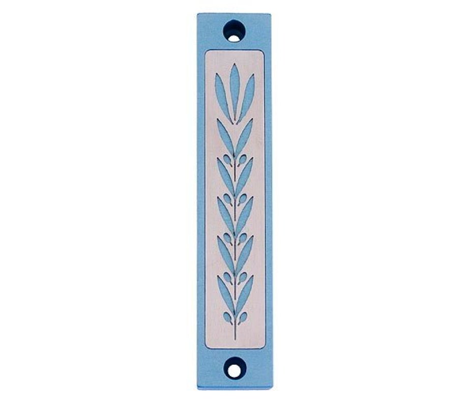 Mezuzah Case with Wheat Image in Light Colors at 4 Inches - Agayof