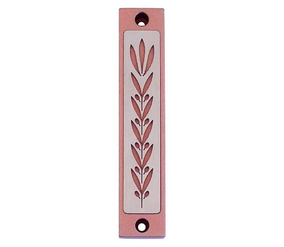 Mezuzah Case with Wheat Image in Light Colors at 4 Inches - Agayof