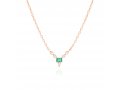Necklace with Green and White Zircons Pendant  Choose Plated Yellow or Rose Gold