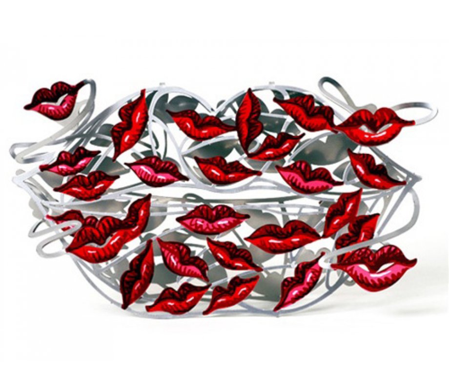 One Hundred Kisses Free Standing Double Sided Lips Sculpture - David Gerstein