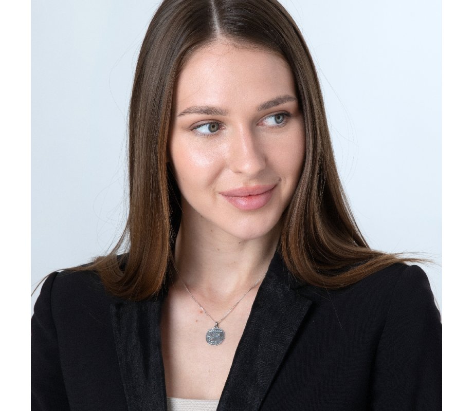 Pendant Necklace, Ancient Coin Menorah Image - Sterling Silver