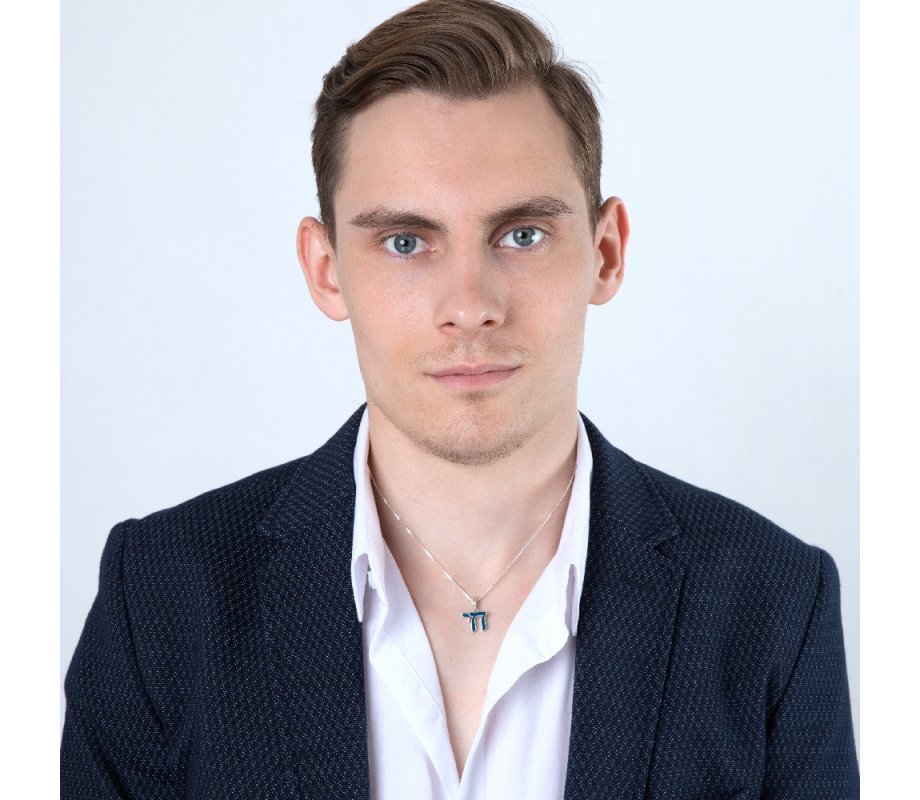 Pendant Necklace, Blue enamel Chai Letters - Sterling Silver