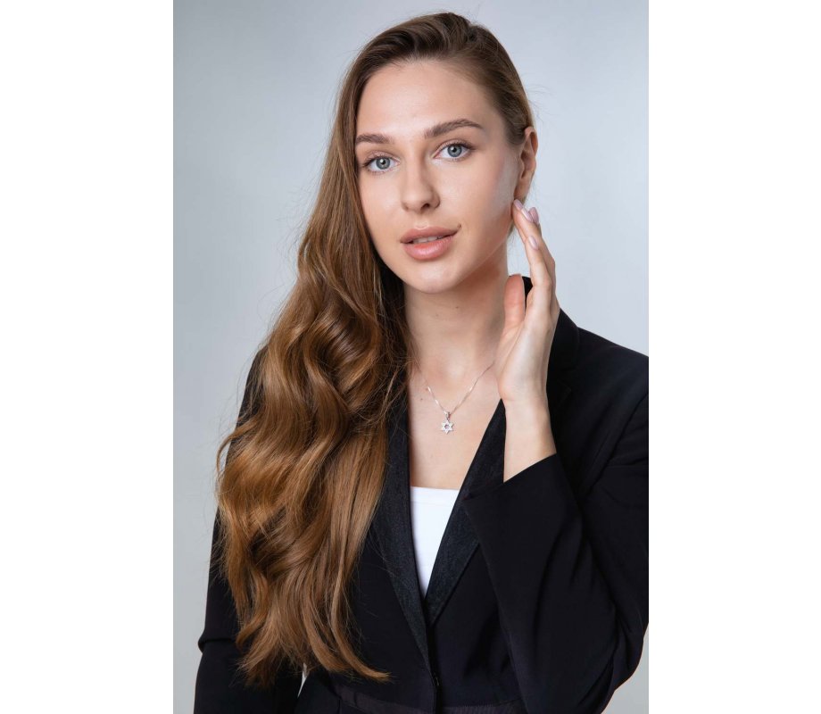 Pendant Necklace, Star of David with Zircon Crystals - Sterling Silver