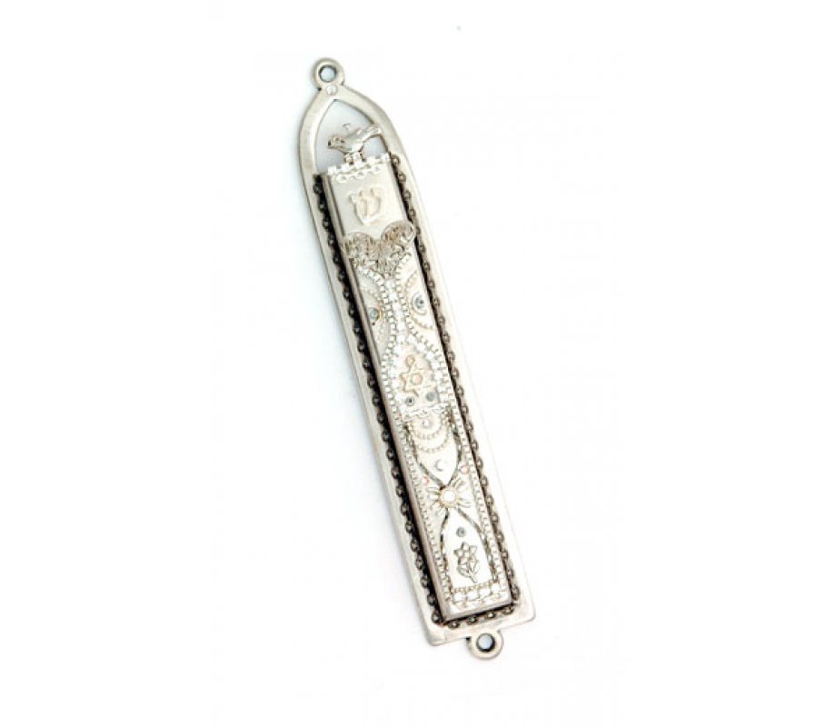 Pewter Mezuzah Case in Silver color - Shahaf