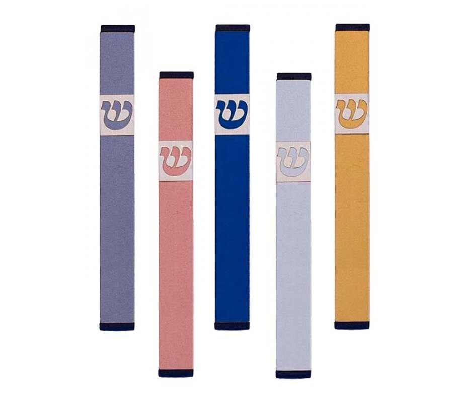 Pillar Mezuzah Case with Curving Shin in Light Colors at 5 Inches Height - Agayof