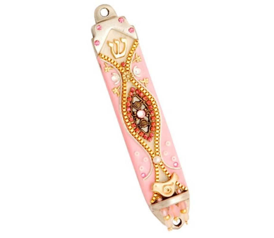 Pink Mezuzah Case for Girls Room - Shahaf