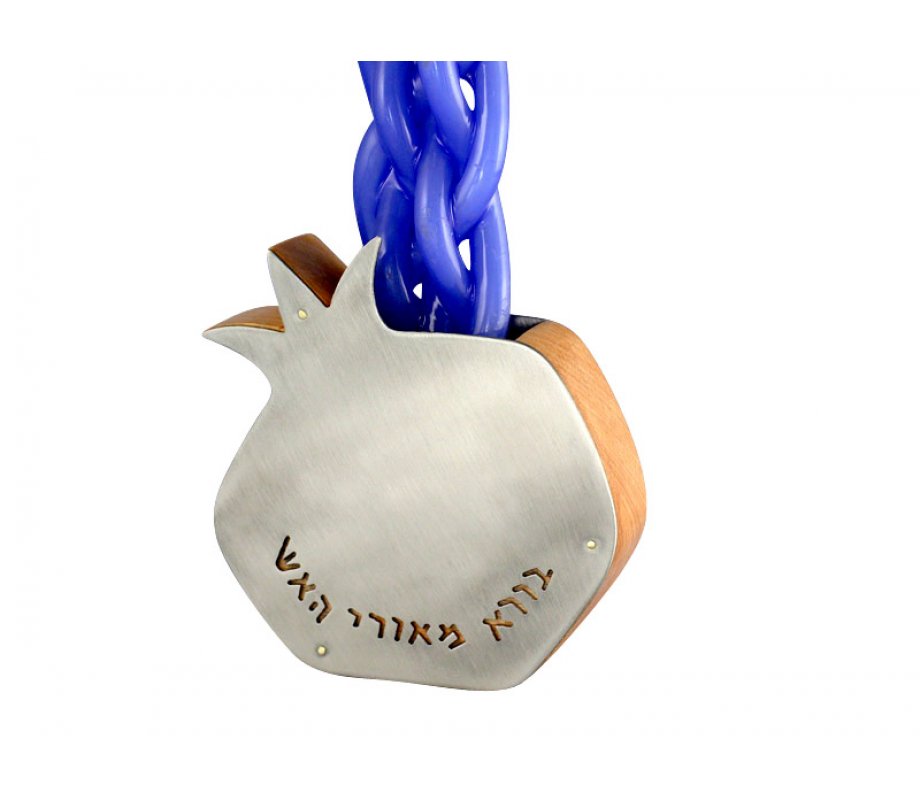 Pomegranate Candle Holder - Wood and Stainless Steel by Shraga Landesman