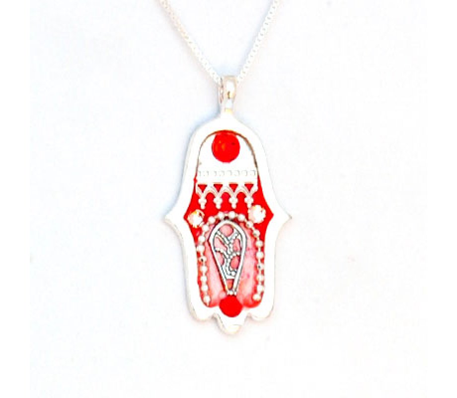 Red Hamsa Necklace by Shahaf