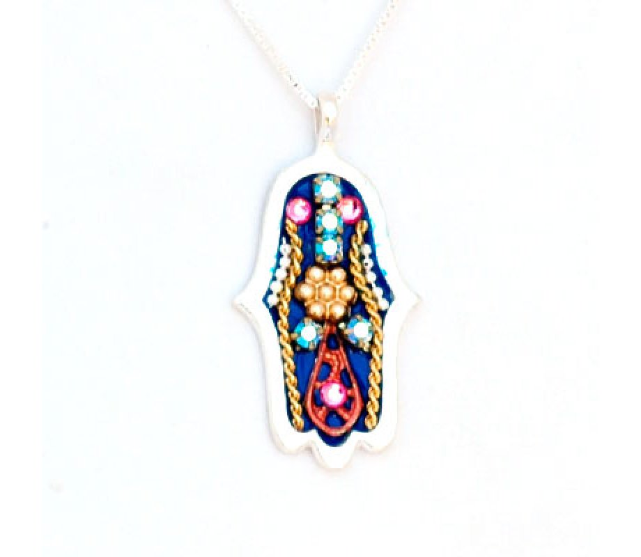 Red-Blue Hamsa Necklace - Ester Shahaf