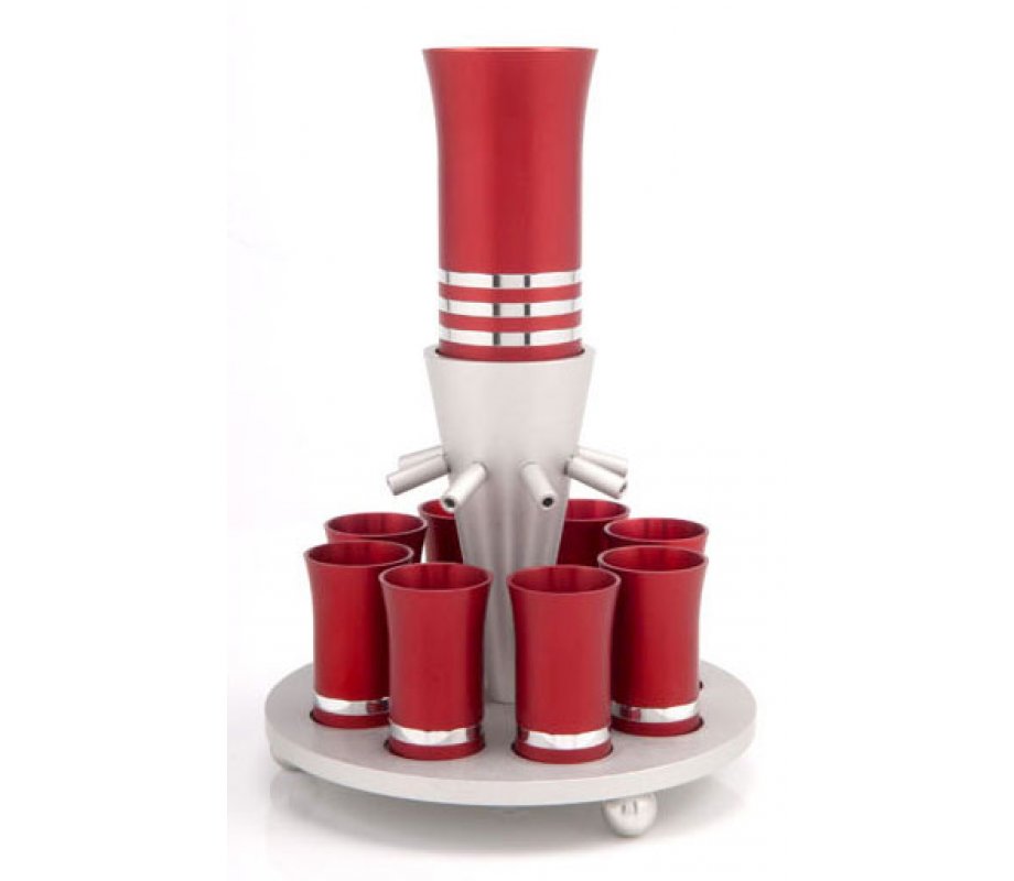 Red-Silver Anodized Aluminum Kiddush Fountain-Agayof