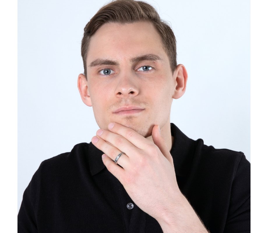 Ring of Oxidized Sterling Silver Embossed Hebrew Ani LeDodi Li English Inside