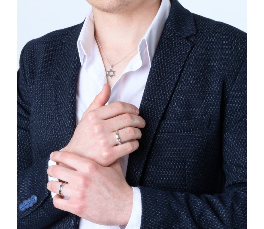 Ring of Sterling Silver, Decorative White Stone Ani Ledodi in Hebrew and English