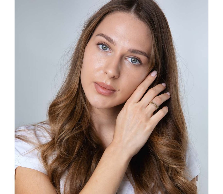 Ring of Sterling Silver, Hebrew Gold Plate Cutout Ani Ledodi English Inside