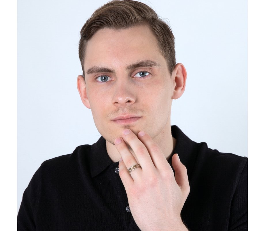 Ring of Sterling Silver, Hebrew Gold Plate Cutout Ani Ledodi English Inside