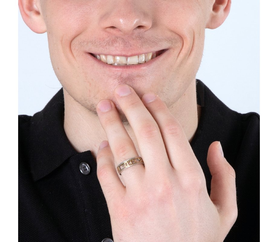 Ring of Sterling Silver, Hebrew Gold Plate Cutout Ani Ledodi English Inside