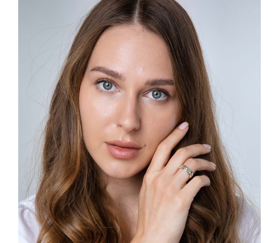 Ring of Sterling Silver with Embossed Gold Plated Ani Ledodi Hebrew and English