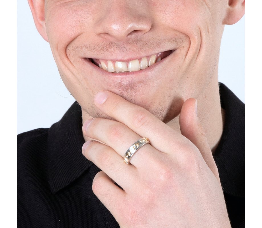 Ring of Sterling Silver with Embossed Gold Plated Ani Ledodi Hebrew and English