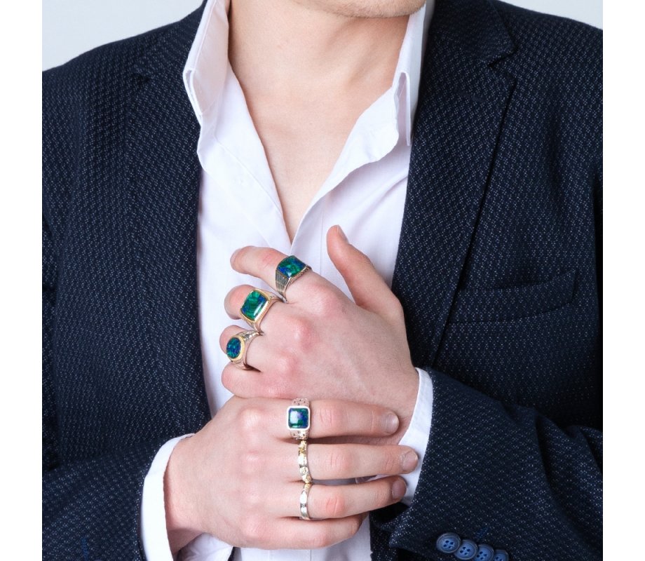 Ring of Sterling Silver with Embossed Gold Plated Ani Ledodi Hebrew and English