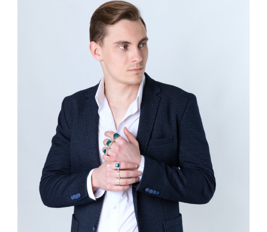 Ring of Sterling Silver with Embossed Gold Plated Ani Ledodi Hebrew and English