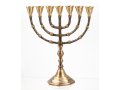 Seven Branch Menorah, Antique Look on Dark Gold Brass - Choose 12