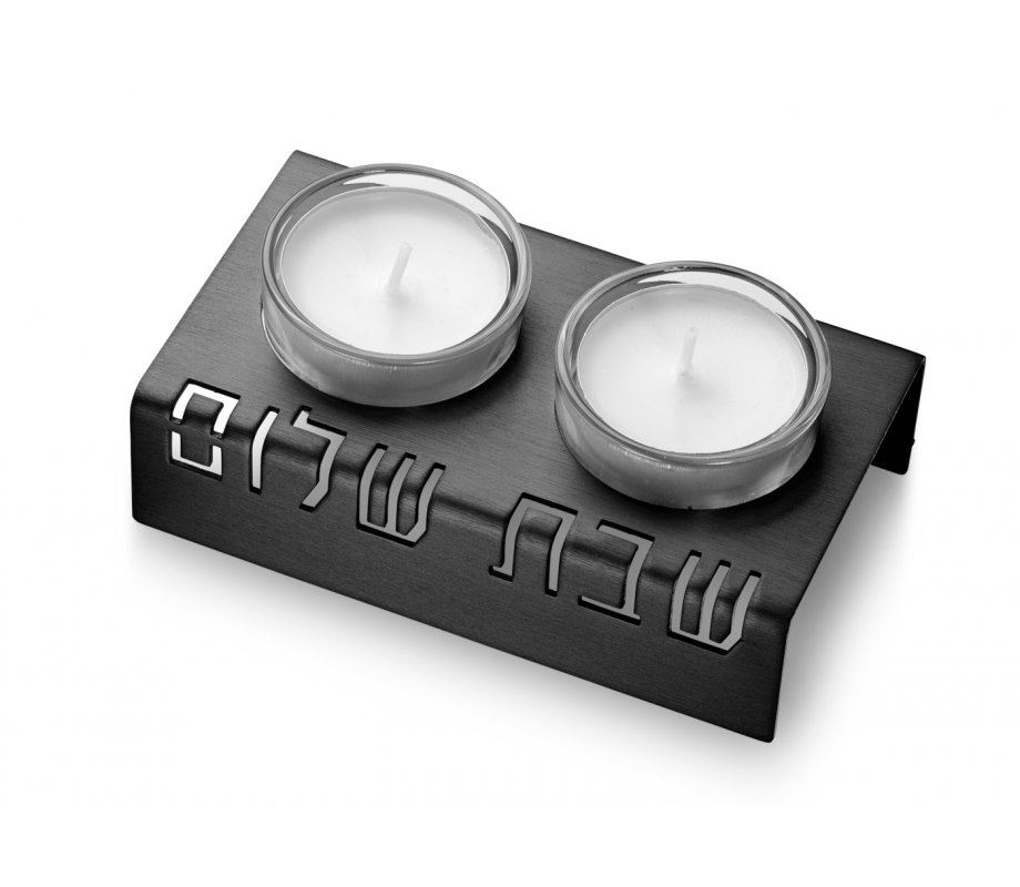 Shabbat Shalom Candlesticks Table Design, Black - Adi Sidler