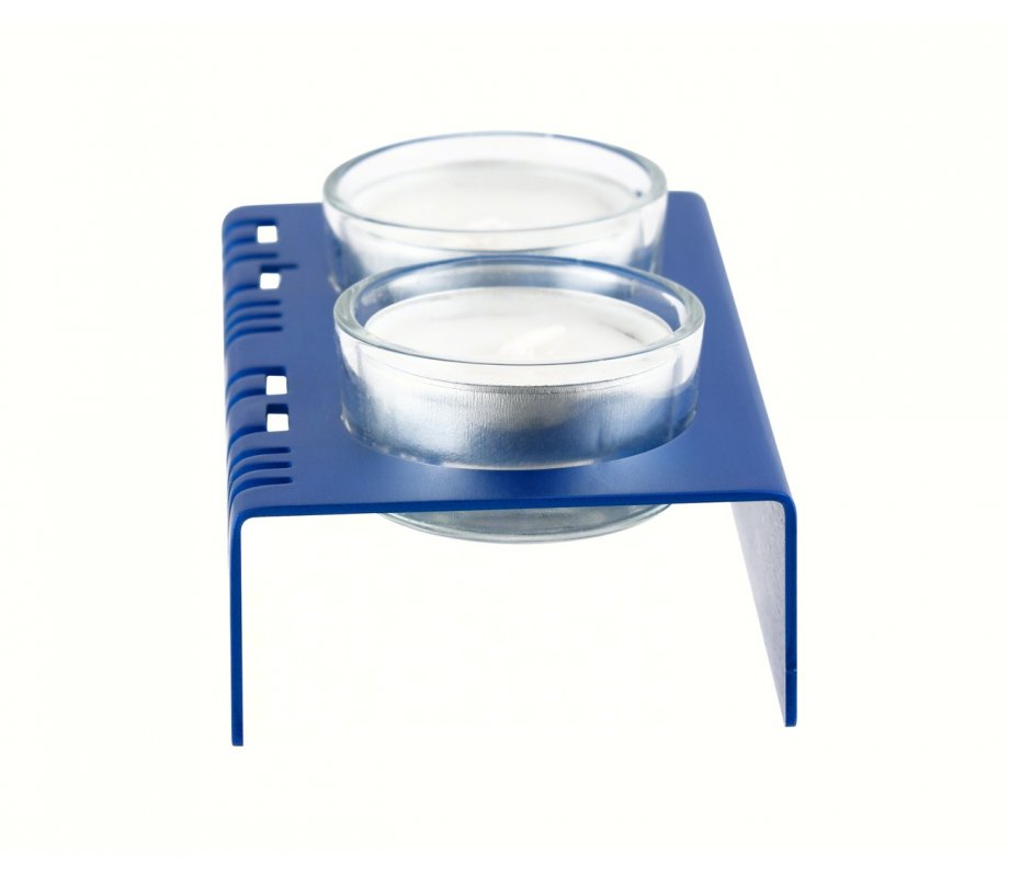 Shabbat Shalom Candlesticks Table Design, Blue - Adi Sidler
