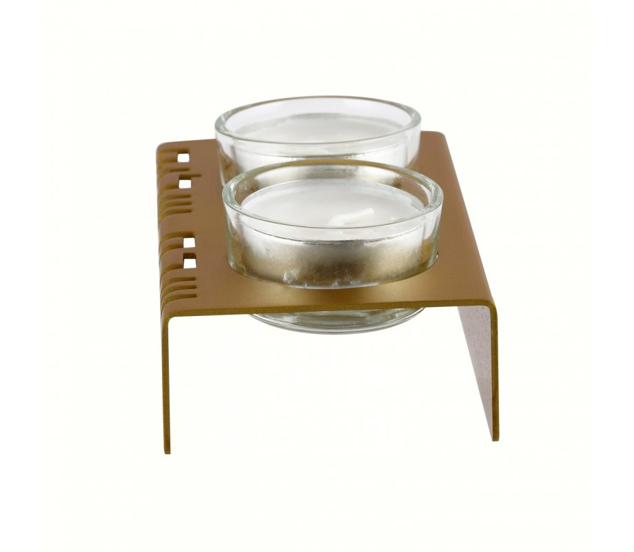 Shabbat Shalom Candlesticks Table Design, Gold - Adi Sidler