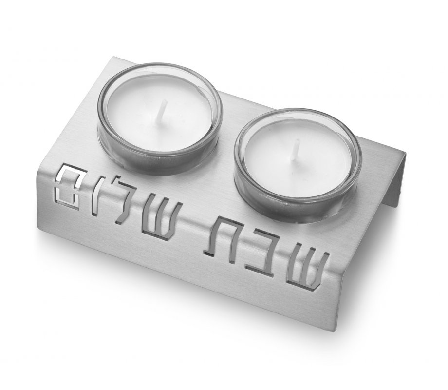Shabbat Shalom Candlesticks Table Design, Silver - Adi Sidler