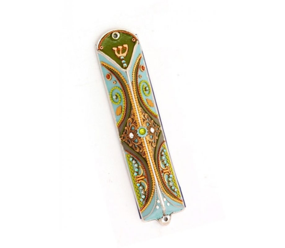 Shahaf Triangle Mezuzah case in Oriental Design