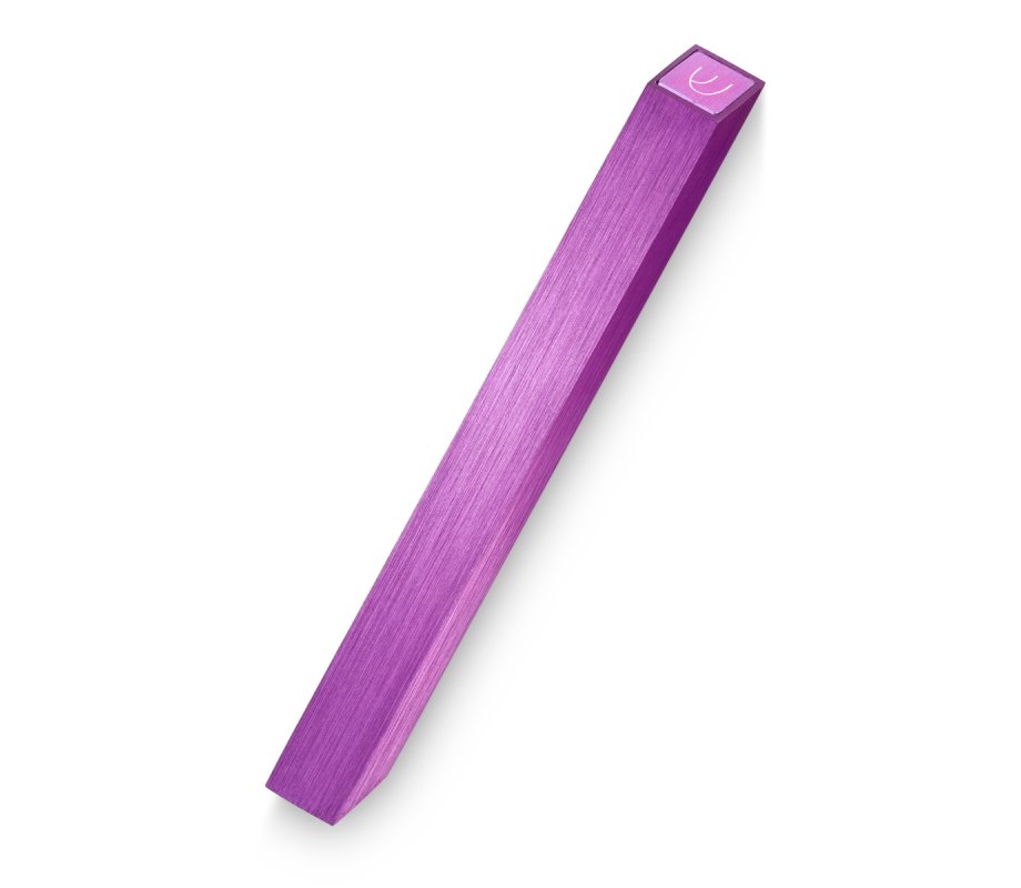 Shin on Top of Smooth Purple Mezuzah Case by Adi Sidler