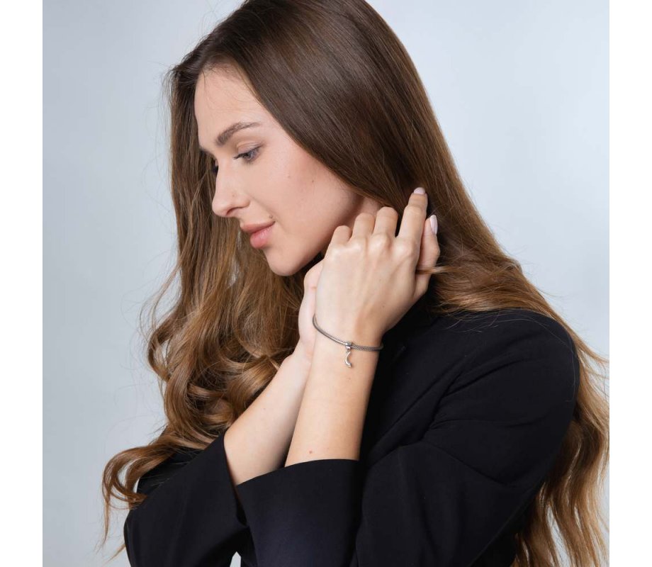 Shofar Bracelet Charm with Star of David Decoration - Sterling Silver