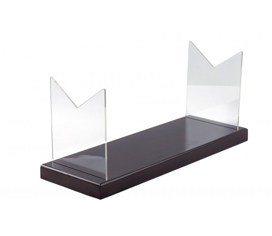 Shofar Stand, Acrylic Sides and Wood Base – For Kudu Yemenite Shofar 36