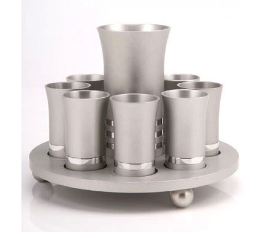 Silver Color Agayof Kiddush Cup Set