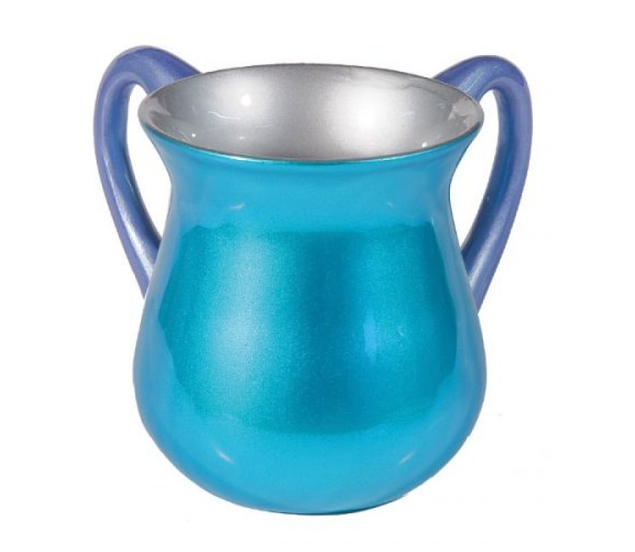 Small Turquoise Aluminum Netilat Yadayim Wash Cup - Yair Emanuel
