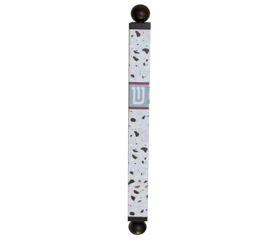 Square Tube Mezuzah Case with Knobs, Natural Terrazzo Tones - Dorit Judaica