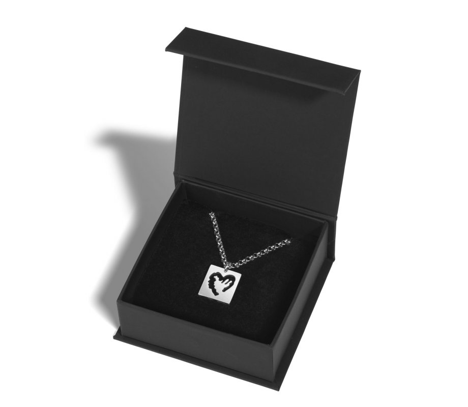 Stainless Steel Necklace with Cutout Heart within a Heart Pendant - Adi Sidler