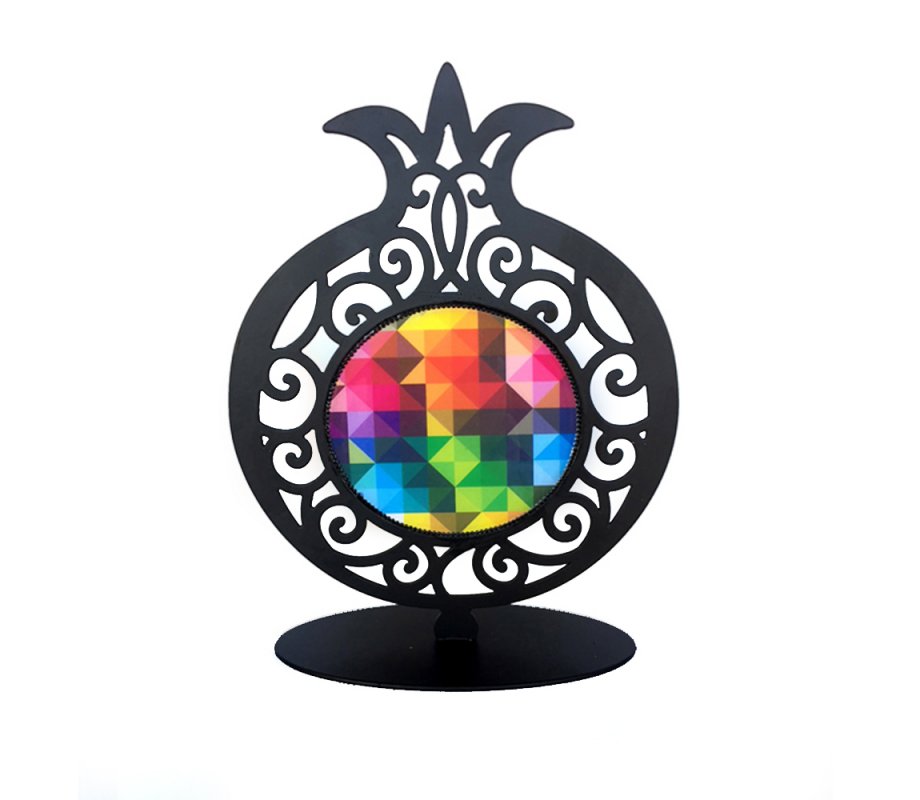 Stand-alone Shelf or Table Sculpture, Colorful Swirling Pomegranate - Iris Design