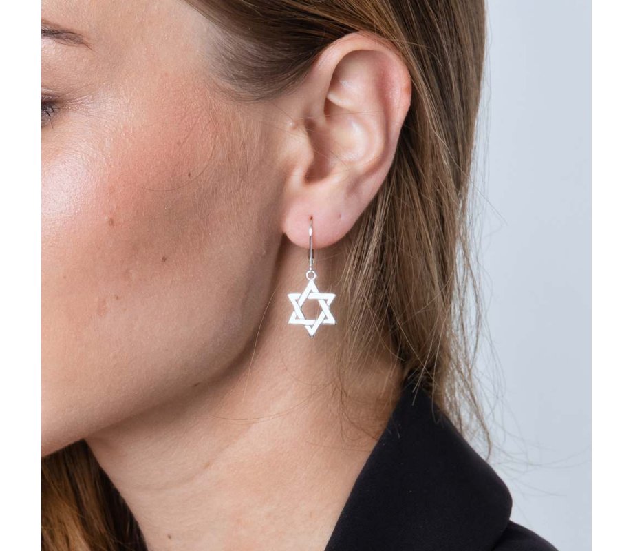 Star of David Dangle Earrings - Sterling Silver