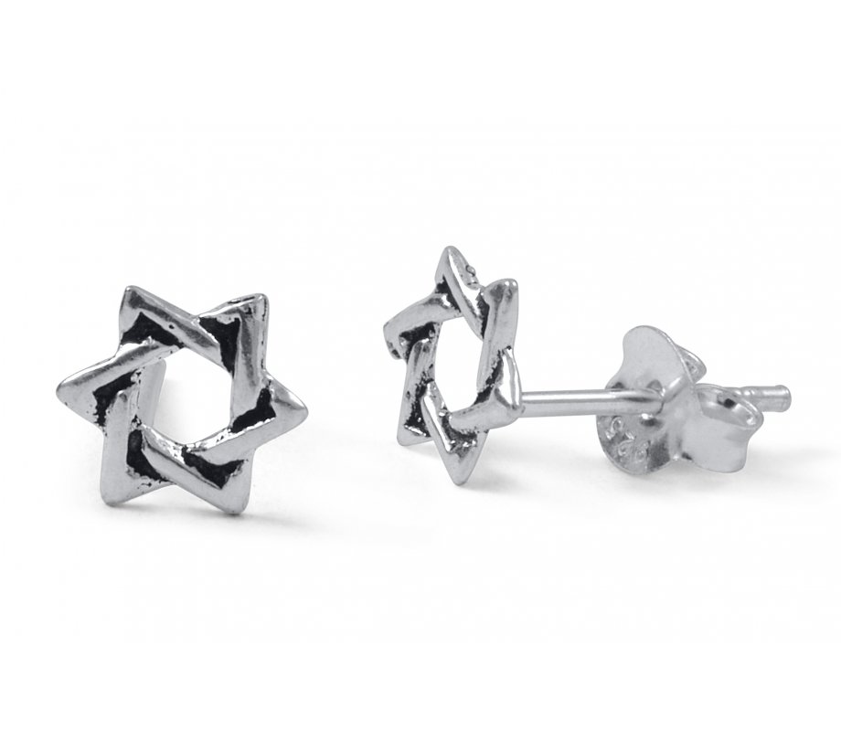 Star of David Design 925 Sterling Silver Stud Earrings