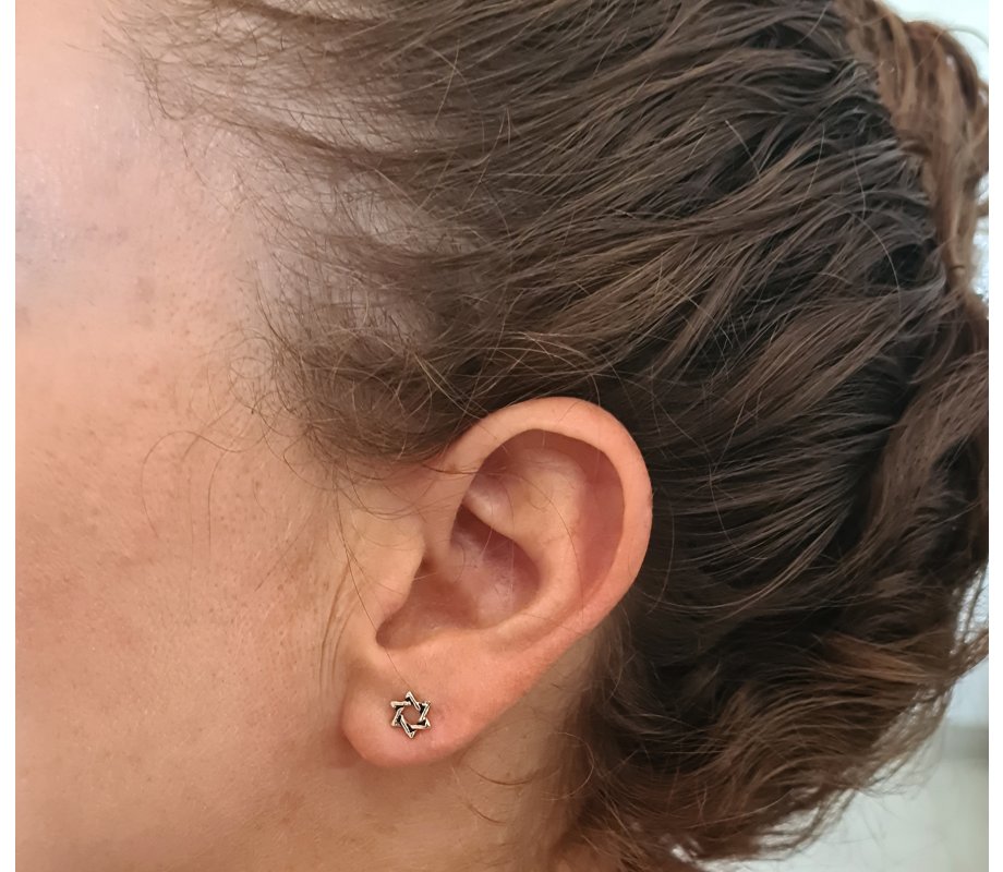 Star of David Design 925 Sterling Silver Stud Earrings