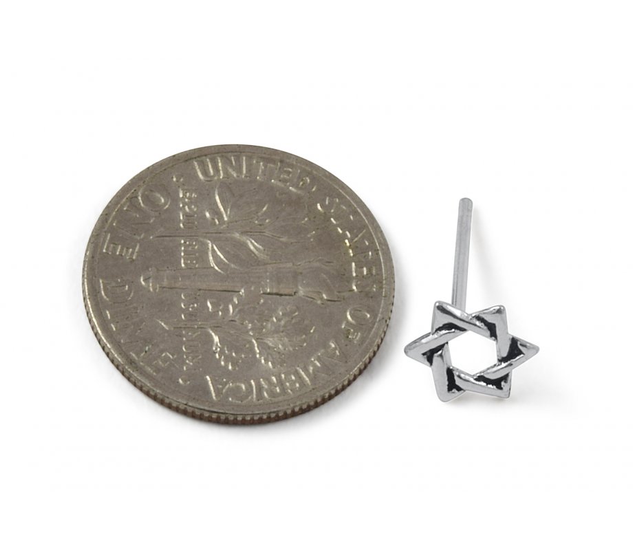 Star of David Design 925 Sterling Silver Stud Earrings