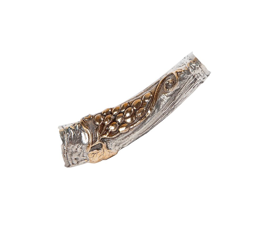 Sterling Silver Decorated Yemenite Shofar - Lion of Judah and Crown