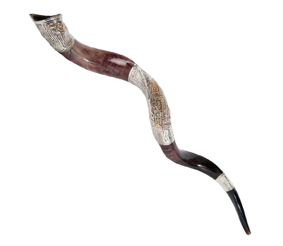 Sterling Silver Decorated Yemenite Shofar -Jerusalem