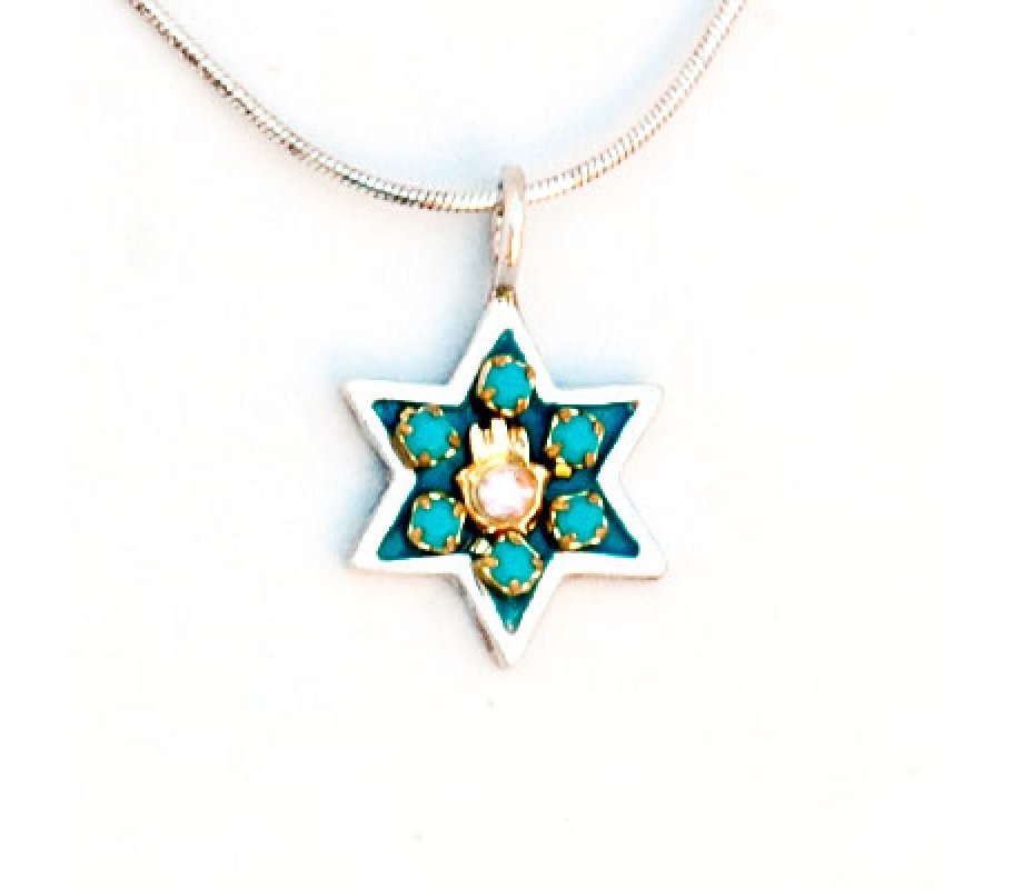 Sterling Silver Hamsa Star of David Necklace - Shahaf