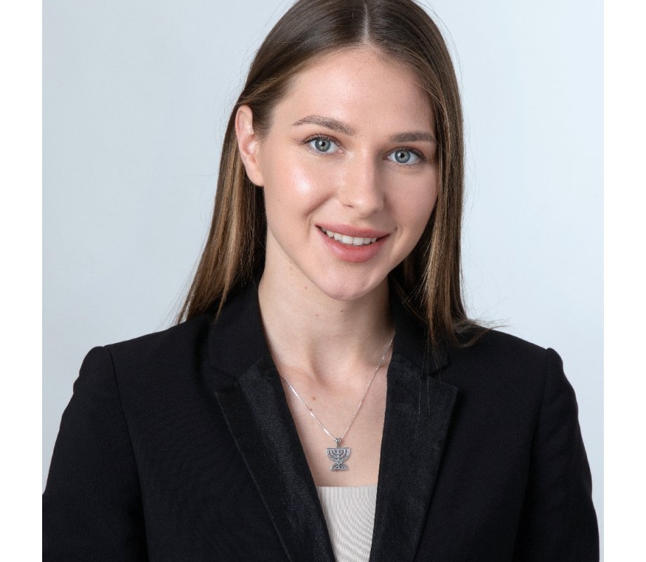 Sterling Silver Necklace, Double Temple Menorah Pendant - Bead Artwork Design