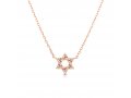 Sterling Silver Necklace, Plated with Rose Gold - Star of David Pendant with Zircons